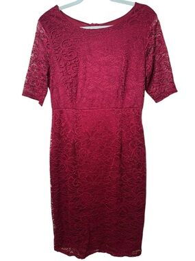 Enfocus Studio size 12 Burgundy Lace Midi Dress
